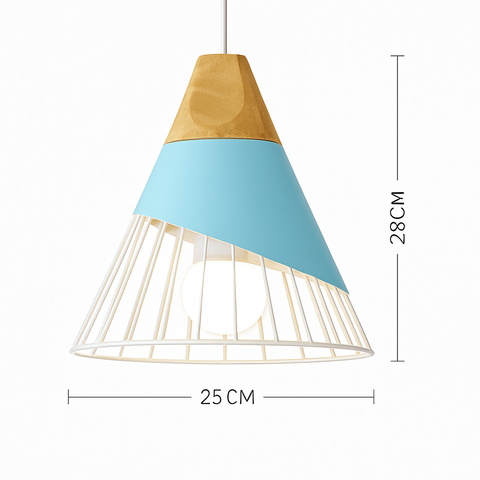 Wood and Metal Pendant Light for Kitchen Island and Bedroom Lighting