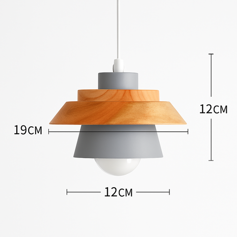 Wood and Metal Pendant Light for Kitchen Island and Bedroom Lighting
