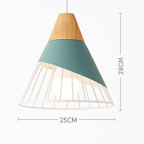 Wood and Metal Pendant Light for Kitchen Island and Bedroom Lighting