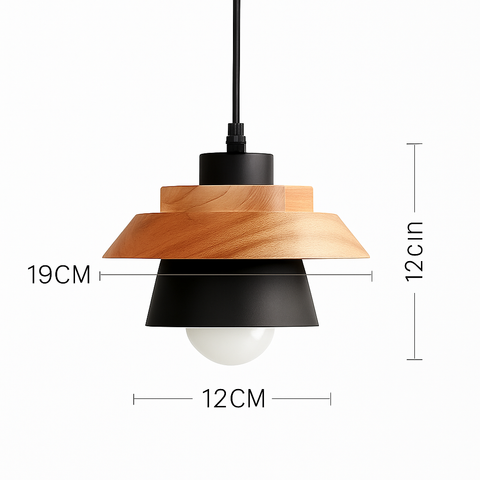 Wood and Metal Pendant Light for Kitchen Island and Bedroom Lighting
