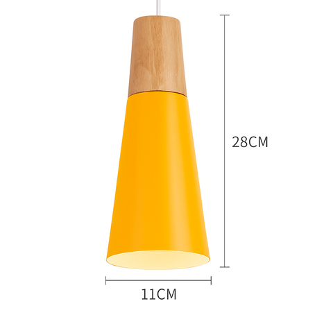 Wood and Metal Pendant Light for Kitchen Island and Bedroom Lighting