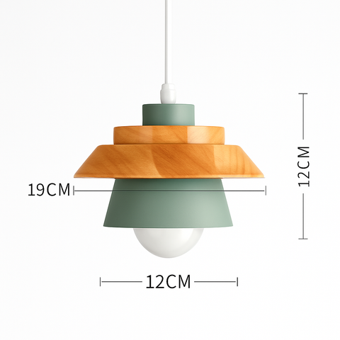 Wood and Metal Pendant Light for Kitchen Island and Bedroom Lighting
