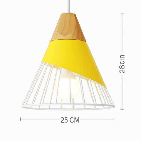 Wood and Metal Pendant Light for Kitchen Island and Bedroom Lighting