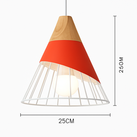 Wood and Metal Pendant Light for Kitchen Island and Bedroom Lighting