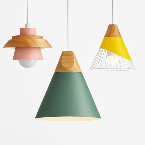Wood and Metal Pendant Light for Kitchen Island and Bedroom Lighting
