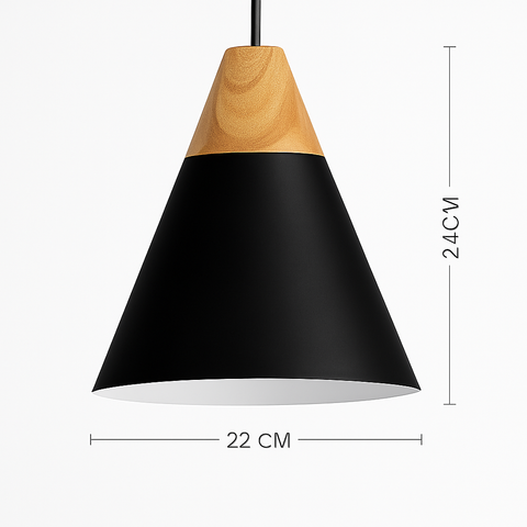 Wood and Metal Pendant Light for Kitchen Island and Bedroom Lighting