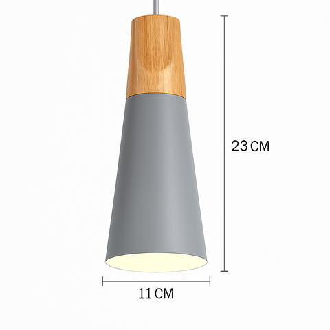 Wood and Metal Pendant Light for Kitchen Island and Bedroom Lighting