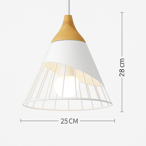Wood and Metal Pendant Light for Kitchen Island and Bedroom Lighting