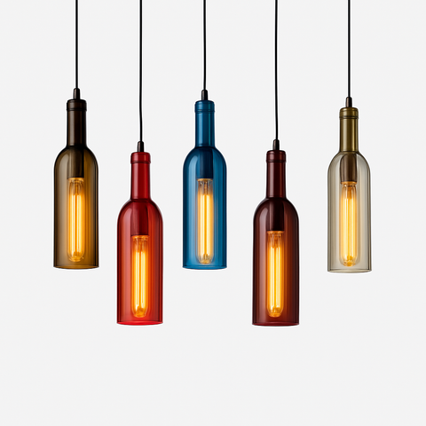 Bottle-Shaped Glass Pendant Light for Dining and Hospitality Spaces