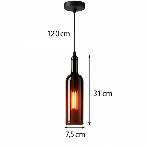 Bottle-Shaped Glass Pendant Light for Dining and Hospitality Spaces