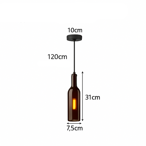 Bottle-Shaped Glass Pendant Light for Dining and Hospitality Spaces