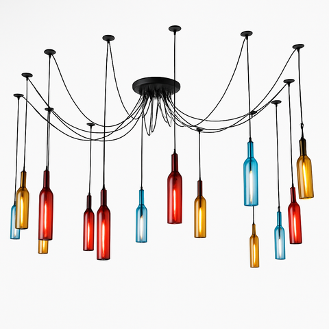 Bottle-Shaped Glass Pendant Light for Dining and Hospitality Spaces