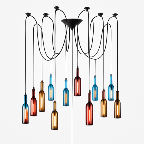 Bottle-Shaped Glass Pendant Light for Dining and Hospitality Spaces
