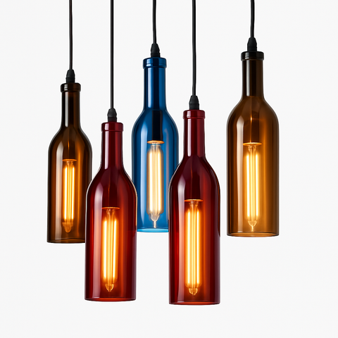 Bottle-Shaped Glass Pendant Light for Dining and Hospitality Spaces