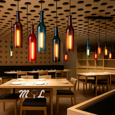 Bottle-Shaped Glass Pendant Light for Dining and Hospitality Spaces