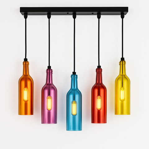 Bottle-Shaped Glass Pendant Light for Dining and Hospitality Spaces