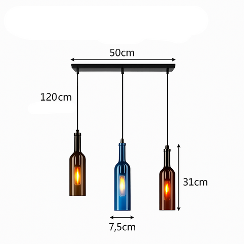 Bottle-Shaped Glass Pendant Light for Dining and Hospitality Spaces