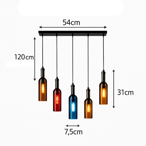 Bottle-Shaped Glass Pendant Light for Dining and Hospitality Spaces