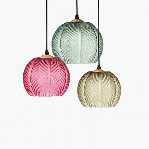 Leaf-Textured Glass Pendant Light for Decorative Interior Lighting