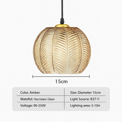 Leaf-Textured Glass Pendant Light for Decorative Interior Lighting