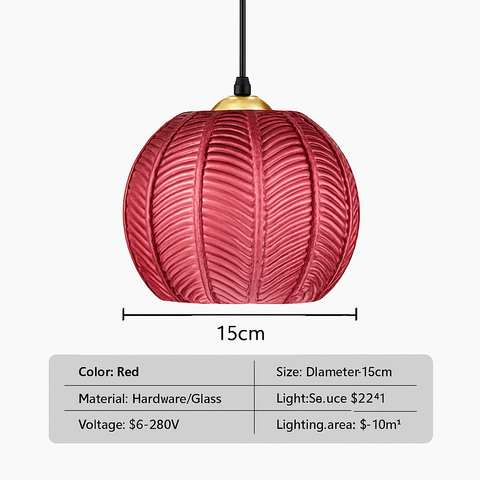 Leaf-Textured Glass Pendant Light for Decorative Interior Lighting