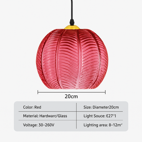 Leaf-Textured Glass Pendant Light for Decorative Interior Lighting