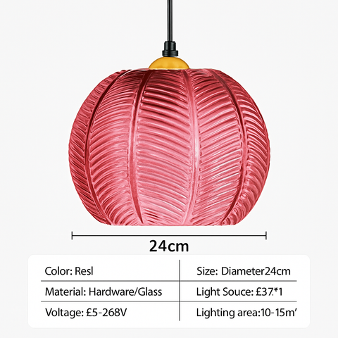 Leaf-Textured Glass Pendant Light for Decorative Interior Lighting