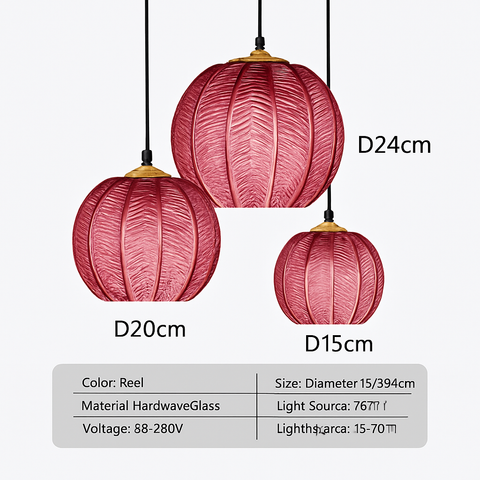 Leaf-Textured Glass Pendant Light for Decorative Interior Lighting