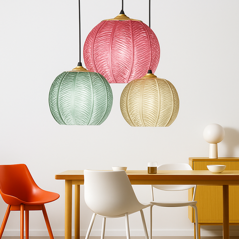 Leaf-Textured Glass Pendant Light for Decorative Interior Lighting