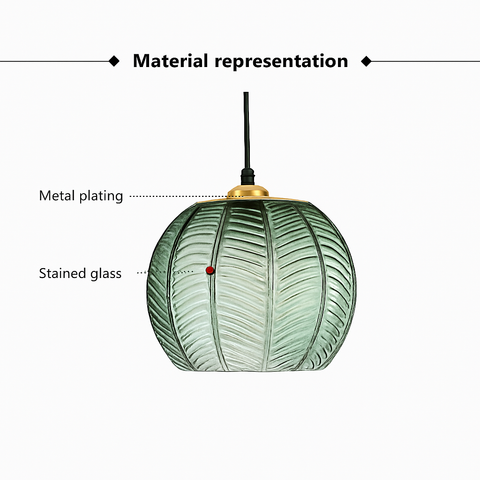 Leaf-Textured Glass Pendant Light for Decorative Interior Lighting