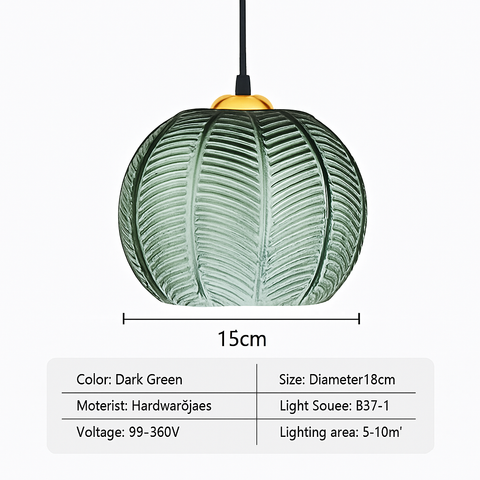 Leaf-Textured Glass Pendant Light for Decorative Interior Lighting