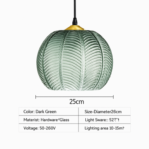 Leaf-Textured Glass Pendant Light for Decorative Interior Lighting