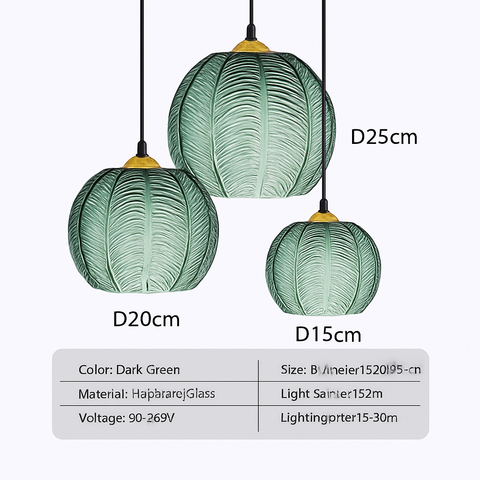 Leaf-Textured Glass Pendant Light for Decorative Interior Lighting