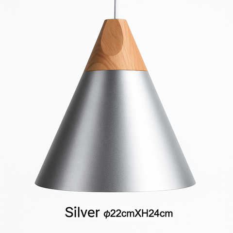 Cone Pendant Light with Wood Accent for Kitchen Island Lighting