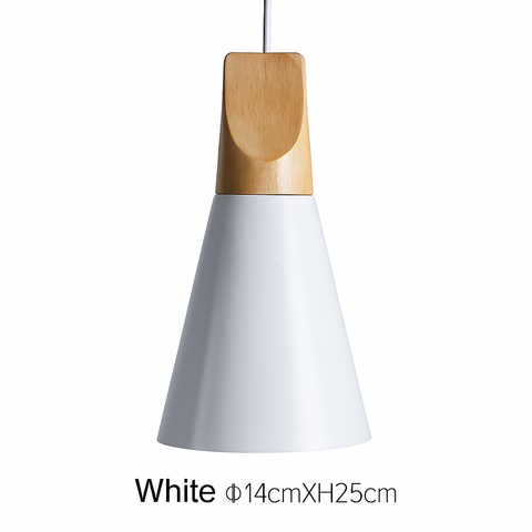 Cone Pendant Light with Wood Accent for Kitchen Island Lighting
