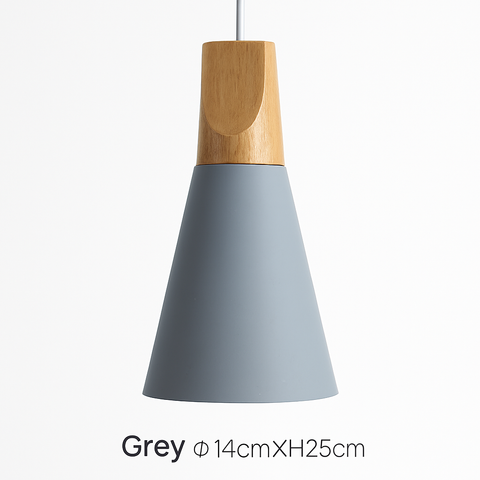 Cone Pendant Light with Wood Accent for Kitchen Island Lighting
