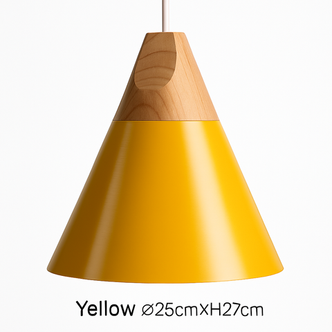 Cone Pendant Light with Wood Accent for Kitchen Island Lighting