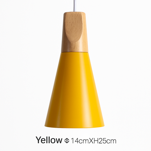 Cone Pendant Light with Wood Accent for Kitchen Island Lighting