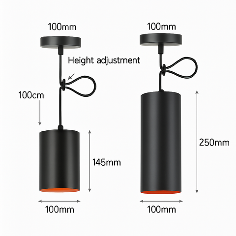 Cylindrical Metal Pendant Light for Kitchen and Bedside Illumination
