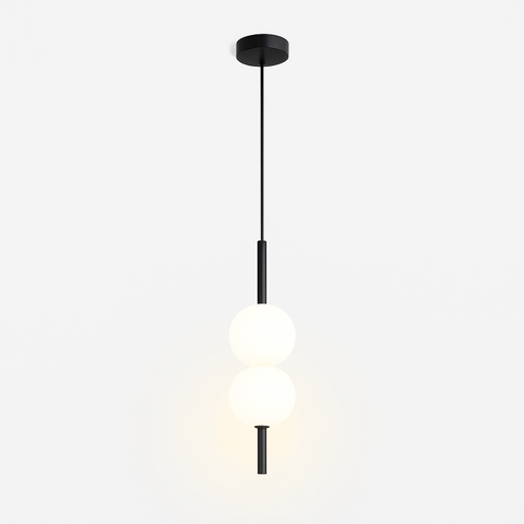 Gold Tube Pendant Light with Opal Glass Globe for Interiors
