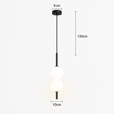 Gold Tube Pendant Light with Opal Glass Globe for Interiors