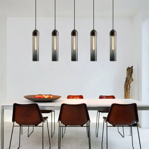 Slim Glass Tube Pendant Light for Kitchen Islands and Bedside Lighting