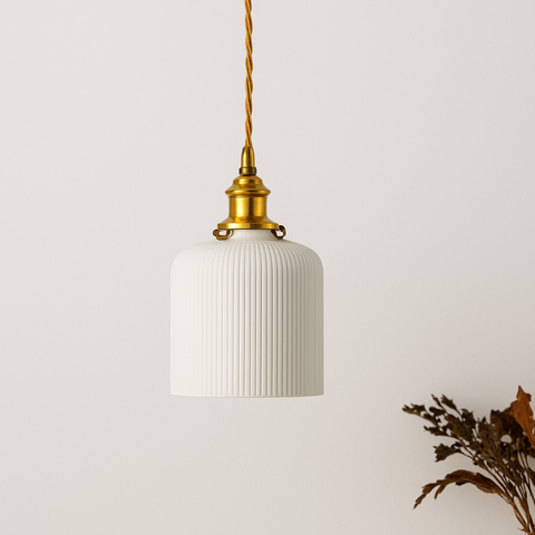 Ribbed Ceramic Pendant Light for Kitchen Island and Dining Table