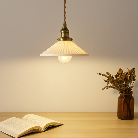 Ribbed Ceramic Pendant Light for Kitchen Island and Dining Table
