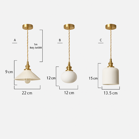 Ribbed Ceramic Pendant Light for Kitchen Island and Dining Table
