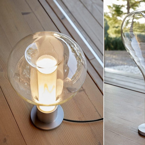 Artistic Glass Table Lamp with Warm LED Lighting and Sculptural Decorative Shade