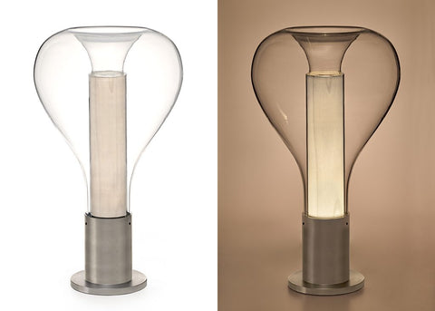 Artistic Glass Table Lamp with Warm LED Lighting and Sculptural Decorative Shade