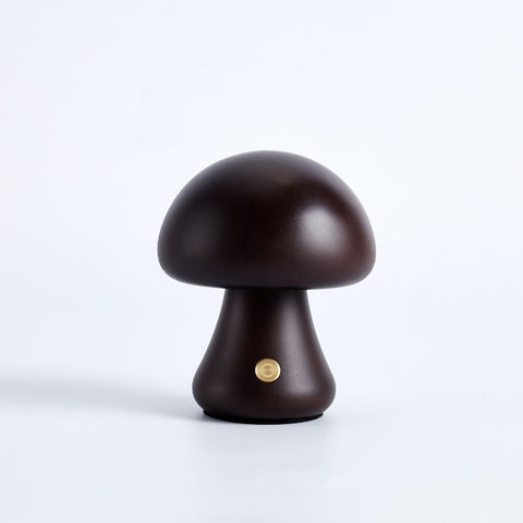 Rechargeable Wooden Mushroom Table Lamp for Soft Bedside Lighting