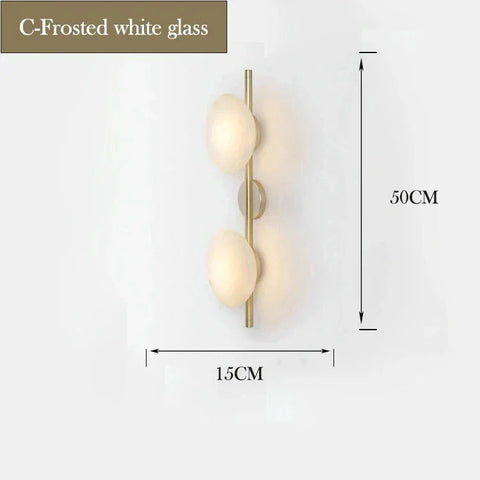 Modern Glass Globe Wall Lamp with Metal Frame, Nordic Style Sconce for Bedroom, Hallway and Living Room