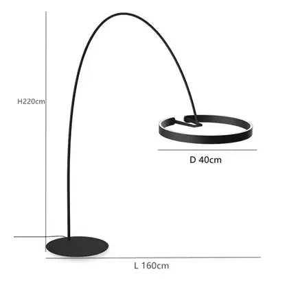 Modern Arc Floor Lamp with Ring LED for Living Room Ambient Lighting
